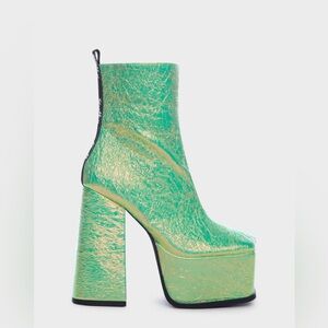 Shellys London Metallic Green Platform Boots